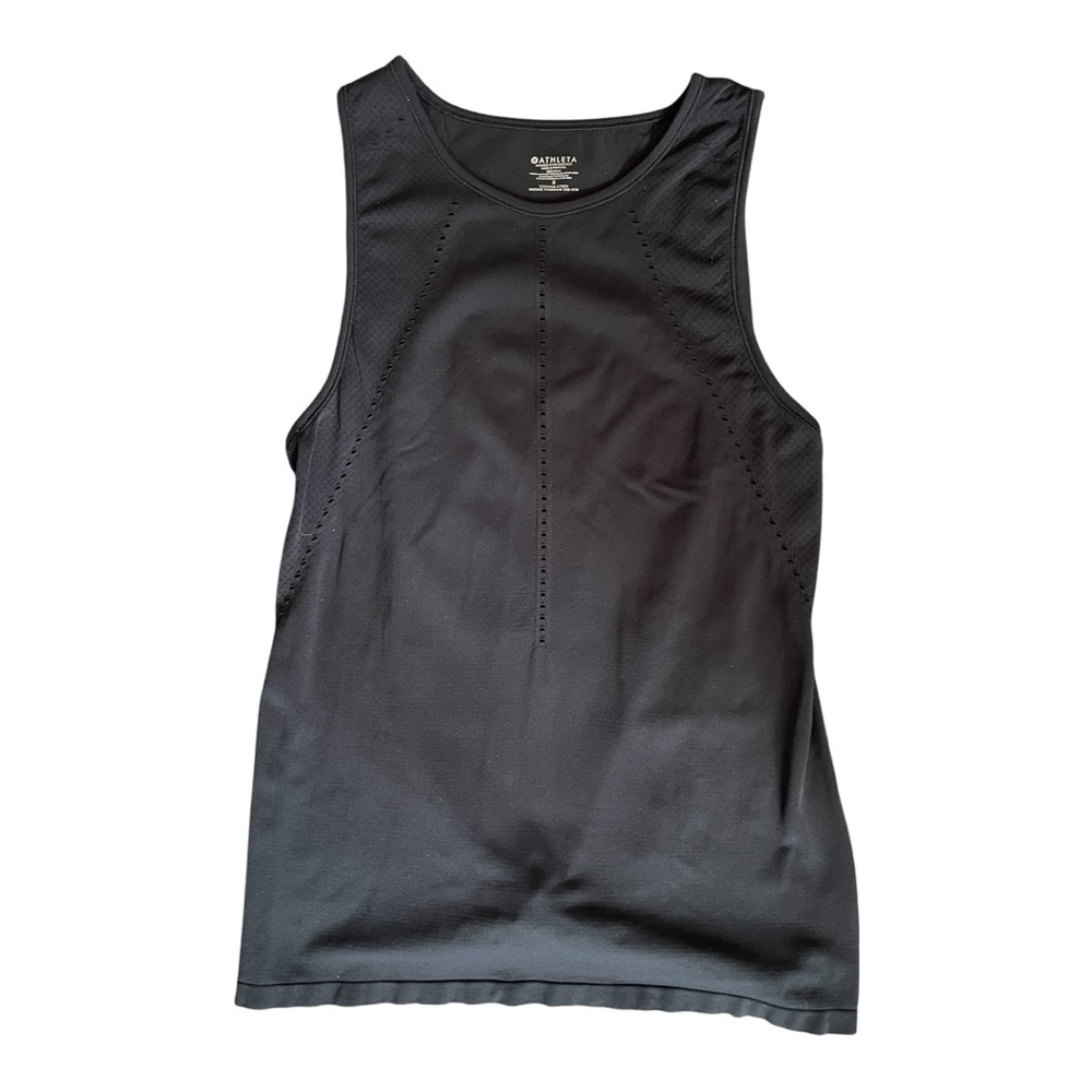 #076, Athleta Foothills seamless black tank top, size S